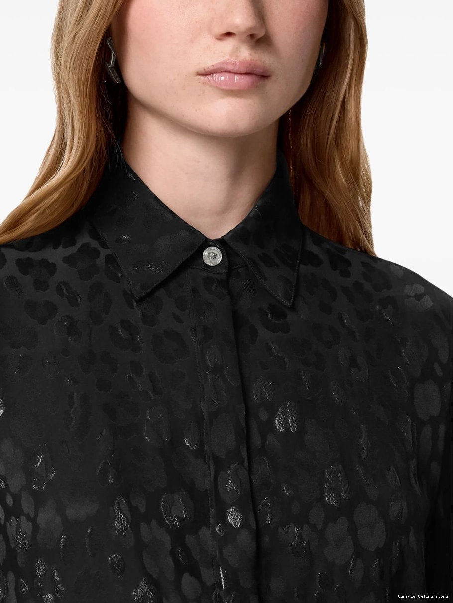 Cheap shirt Versace leopard-jacquard Women satin 0728